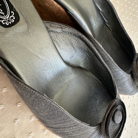 Salpy Elephant Grey Handmade Boho Leather Mules  /Brand New-Size 10 - Picture 5 of 6